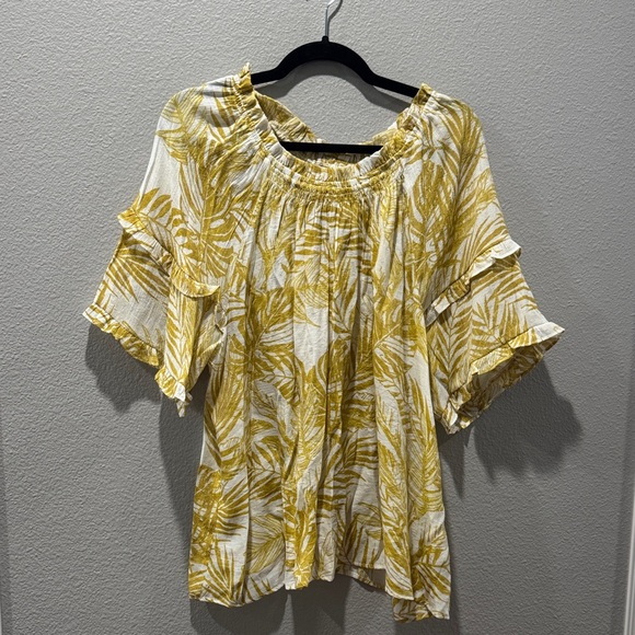 Nanette Lepore Tops - 💛 Nanette Lepore Yellow Leaf Print Women's Top – SZ XL 💛